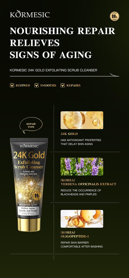 Limpiador Facial Exfoliante 24K 100g Kormesic